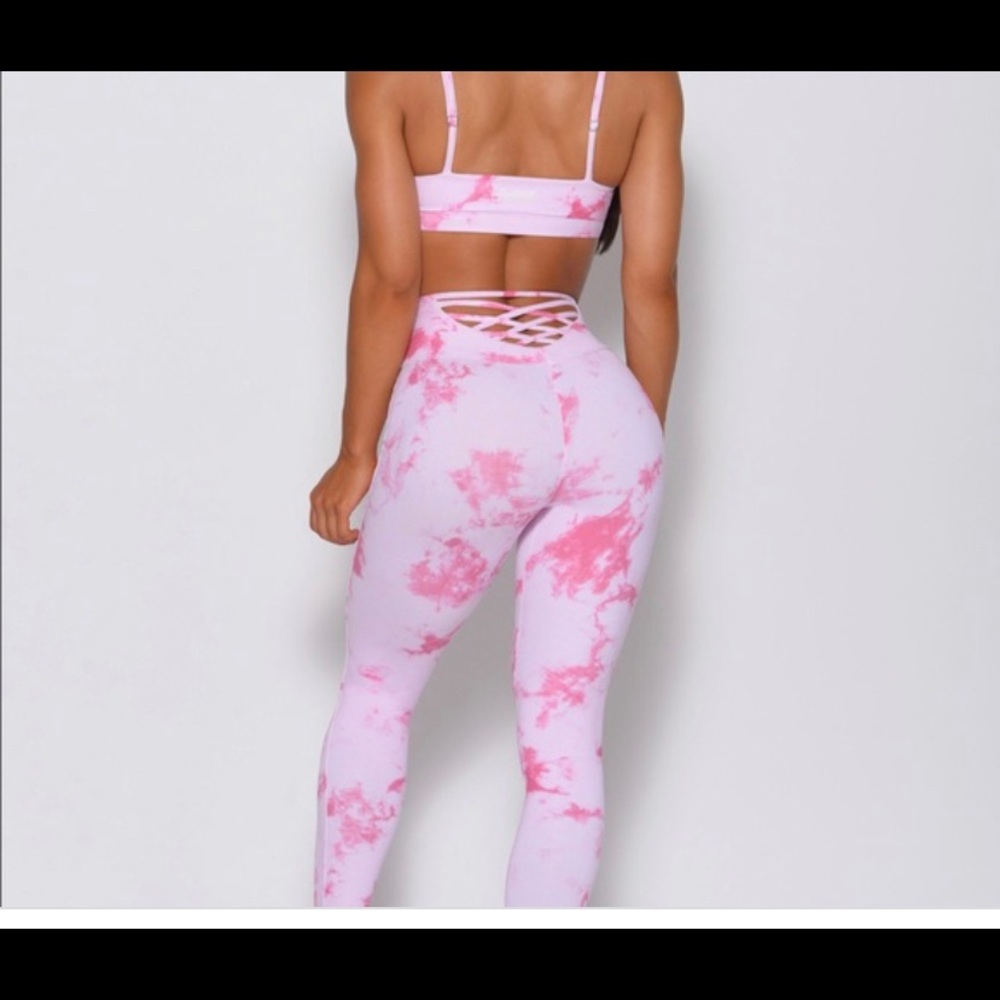 Pink Tie Dye Bombshell Sportswear leggings.